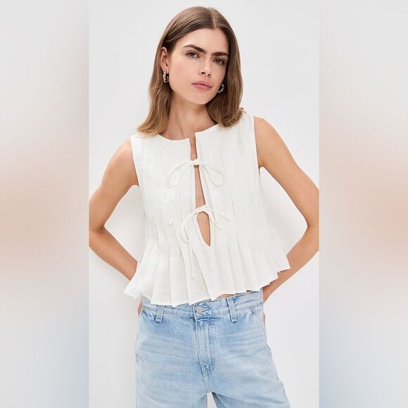 NWT VRG GRL Valeria Linen Top White - Picture 10 of 16